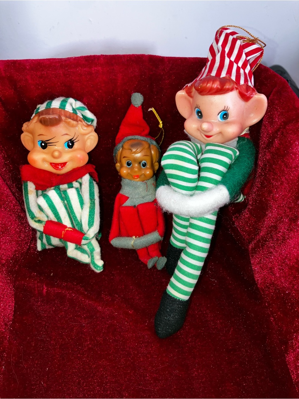 Vintage Christmas Pixie Elf Lot 3 Mid Century Knee Huggers Japan Noel